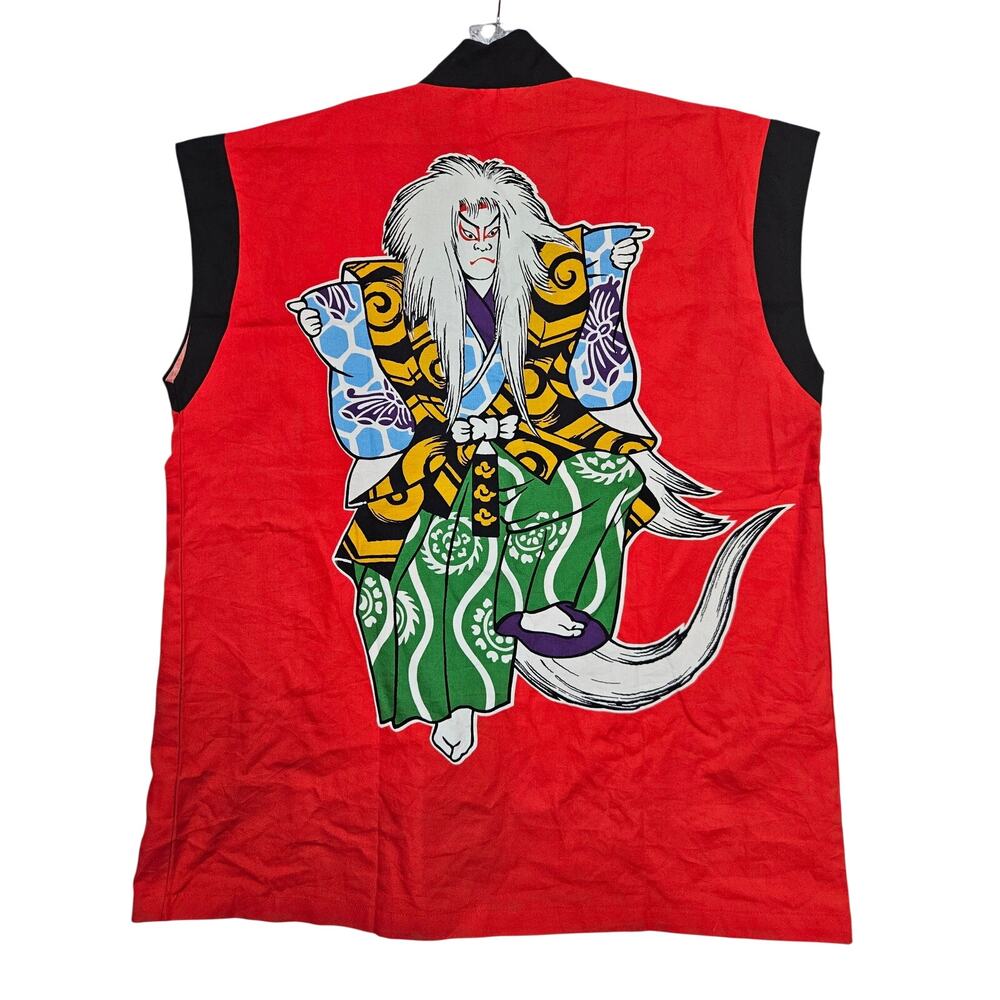 Japanese Samurai Happi Style Large Vest Sleeveless Graphic Festival Streetwear